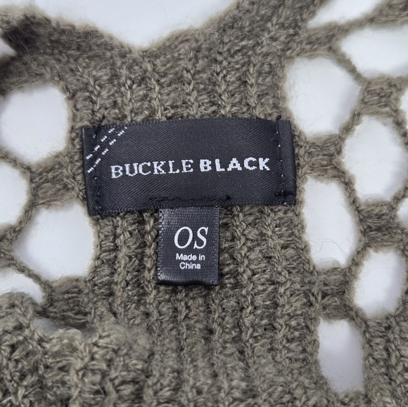 BUCKLE BLACK FRINGE CARDIGAN SWEATER OPEN FRONT MAJOR BROWN WOMEN OS BOHO LAYER - Picture 8 of 13